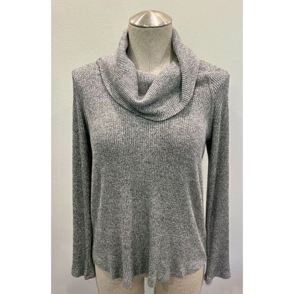 Maeve Ribbed Cowl Neck Sweater in Gray Size S - Picture 1 of 4